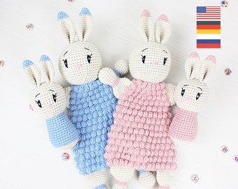 Сomforter & Rattle Bunny | Security Blanket | Crochet Lovey | Lovey Blanket PDF Crochet Pattern