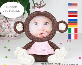 Crochet Pattern of Photo Frame Loving MONKEY (Tutorial, PDF file)