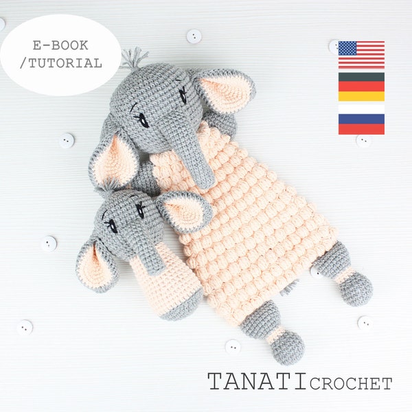 Сomforter & Rattle ELEPHANT | Security Blanket | Crochet Lovey | Lovey Blanket PDF Crochet Pattern