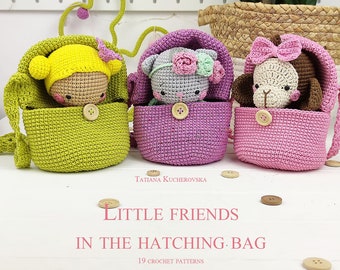 Crochet E-BOOK Little friends in the hatching bag/19 crochet patterns (PDF, Tutorial) NOT Printable!!!