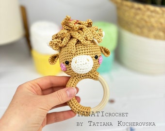 Crochet pattern highland cow/highland cow rattle/baby rattle (Tutorial, PDF file)