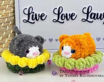 Patrón de crochet El gato en la cama/amigurumi/amigurumi pequeño (Tutorial, archivo PDF)