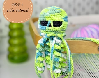 Crochet pattern Jellyfish Skull/ halloween crochet pattern/ halloween decor (PDF+video tutorial)