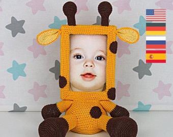 Crochet Pattern of Photo Frame GIRAFFE (Tutorial PDF file)