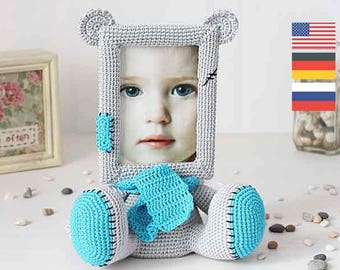 Crochet Pattern of Photo Frame TEDDY BEAR (Tutorial PDF file)