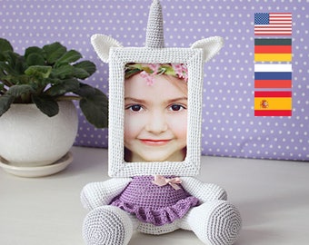 Crochet Pattern of Photo Frame UNICORN (Tutorial PDF file)