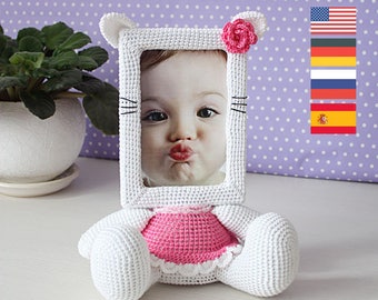 Crochet Pattern of Photo Frame Cat girl (Tutorial PDF file)