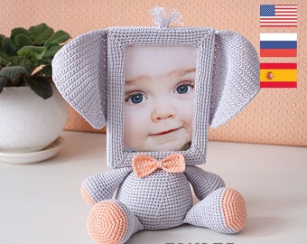 Crochet Pattern of Photo Frame ELEPHANT (Tutorial, PDF file)