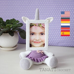 Crochet Pattern of Photo Frame UNICORN Tutorial PDF file image 1