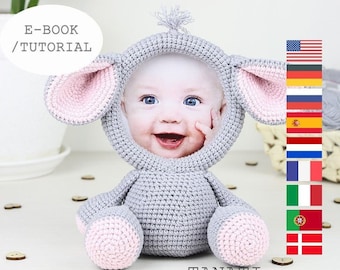 Crochet Pattern of Photo Frame ELEPHANT (Tutorial, PDF file)