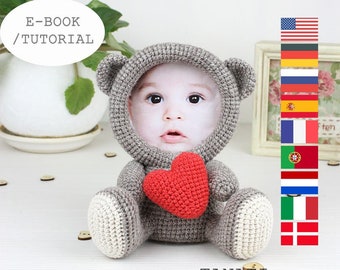 Crochet Pattern of Photo Frame Loving BEAR (Tutorial, PDF file)