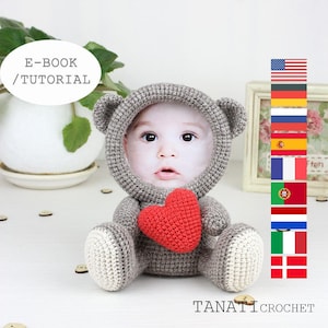 Crochet Pattern of Photo Frame Loving BEAR (Tutorial, PDF file)