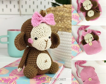 Monkey crochet pattern/Hatching bag/amigurumi crochet pattern (Tutorial, PDF file)