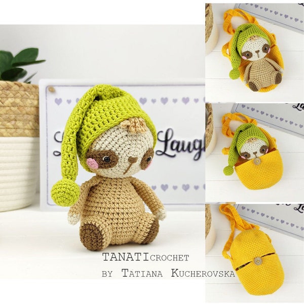 Sloth crochet pattern/Hatching bag/amigurumi crochet pattern (Tutorial, PDF file)