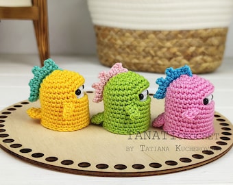 Marshmallow dino crochet pattern/dino crochet/kawaii crochet (Tutorial, PDF file)