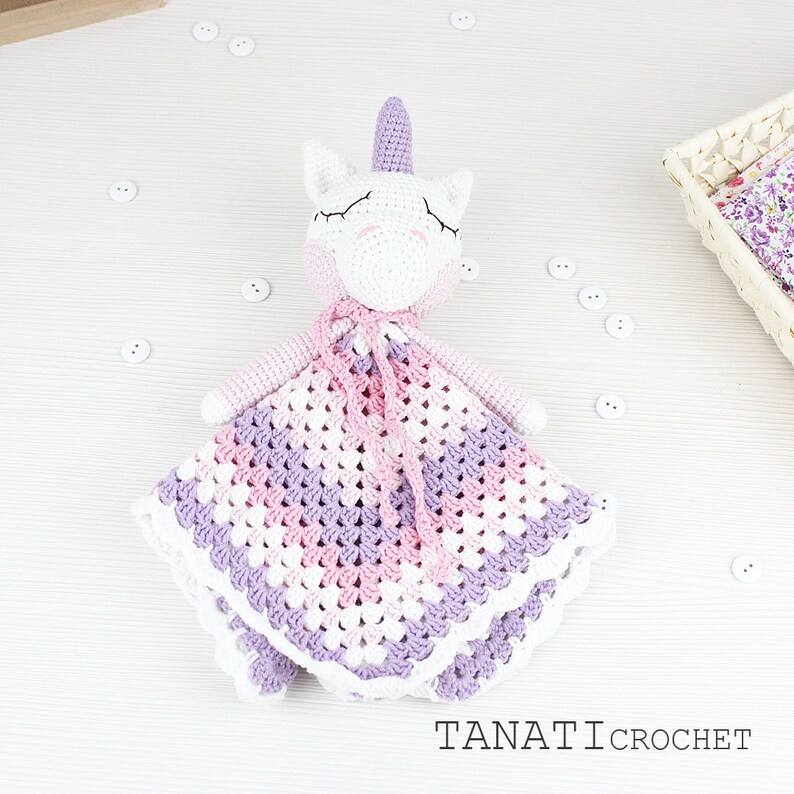 Blanket Unicorn Sweet Pattern Security Blanket Crochet Etsy