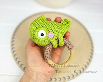 Haakpatroon Kameleonrammelaar/ eenvoudig haakpatroon/haakpatroon baby/ kraamcadeau/ amigurumipatronen (zelfstudie, pdf-bestand)