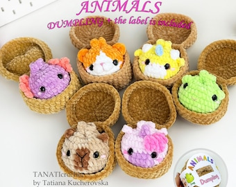 Animals Dumpling & Steamer Crochet Pattern, Dumpling Plushie Pattern, Beginner Crochet, Amigurumi Tutorial, Kawaii Plush Tutorial (PDF)