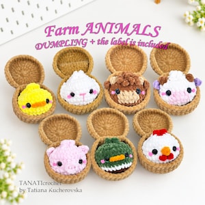 Farm Animals Dumpling & Steamer Crochet Pattern, Dumpling Plushie Pattern, Beginner Crochet, Amigurumi Tutorial, Kawaii Plush Tutorial (PDF)