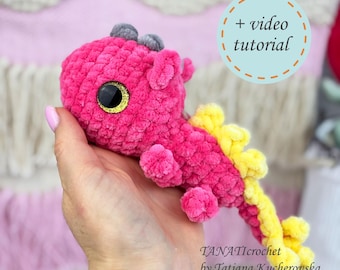 Pocket Dragon crochet pattern/ amigurumi crochet/ crochet dragon / crochet keychain (PDF + video tutorial)