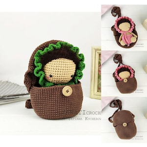 Baby crochet pattern/Hatching bag/doll crochet pattern (Tutorial, PDF file)