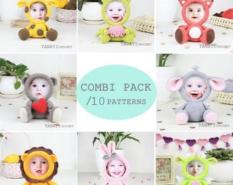 Crochet Animal Photo Frame Patterns, 10 Crochet Decorative Frame, Crochet Mother's Day (Tutorial, PDF file)