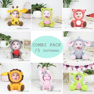 Combo pack 5 crochet pattern Photo frame/E-book/crochet picture frame (Tutorial, PDF file)