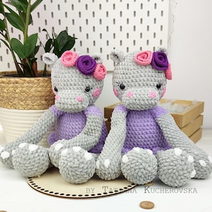 Hippo crochet pattern/Plush hippo (Tutorial, PDF file)