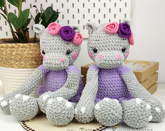 Hippo crochet pattern/Plush hippo (Tutorial, PDF file)