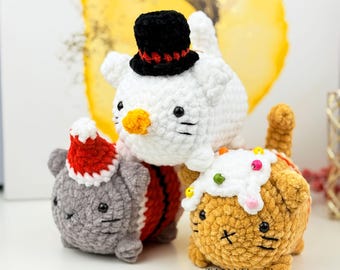 Patrons de Noël 3 en 1 pour la famille CHATS/ chat au crochet/ amigurumi chat au crochet (PDF)