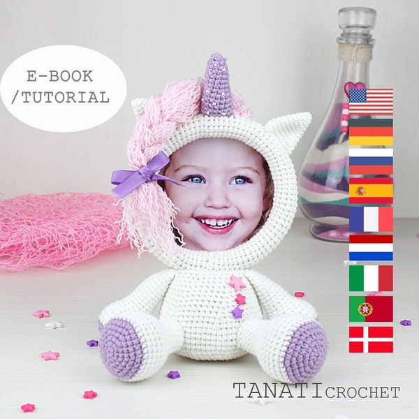 Crochet Pattern of Photo Frame UNICORN (Tutorial, PDF file)