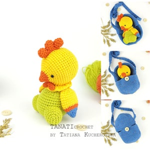 Rooster crochet pattern/Hatching bag/amigurumi crochet pattern (Tutorial, PDF file)