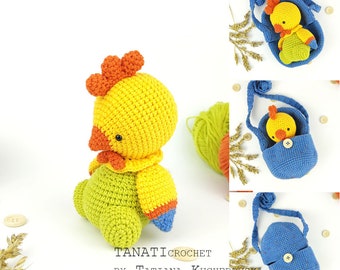 Rooster crochet pattern/Hatching bag/amigurumi crochet pattern (Tutorial, PDF file)