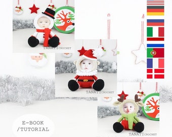 Weihnachtsfotorahmen-Muster, Weihnachtsmann, Schneemann, Reh (PDF)