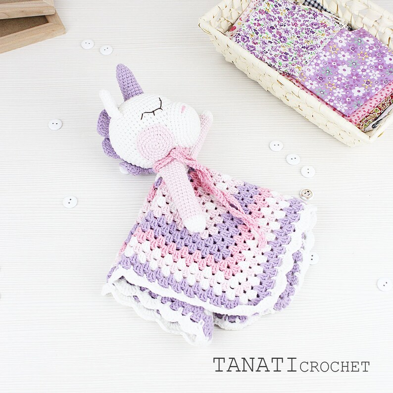 Blanket Unicorn Sweet Pattern Security Blanket Crochet Etsy