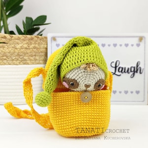 Faultier Häkelanleitung, Schlüpfbeutel Amigurumi (PDF-Datei)