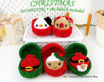 Christmas Dumpling & Steamer Crochet Pattern, Dumpling Plushie Pattern, Beginner Crochet, Amigurumi Tutorial, Kawaii Plush Tutorial (PDF)