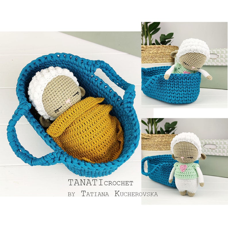 Baby lamb in the cradle/crochet lamb pattern/crochet lamb Tutorial, PDF file image 1