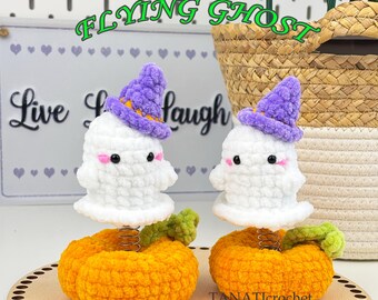 Crochet pattern Halloween Flying Ghost/ halloween decor/ crochet ghost/ crochet pumpkin (PDF+video tutorial)