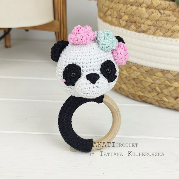 Crochet pattern panda/panda rattle/baby rattle (Tutorial, PDF file)