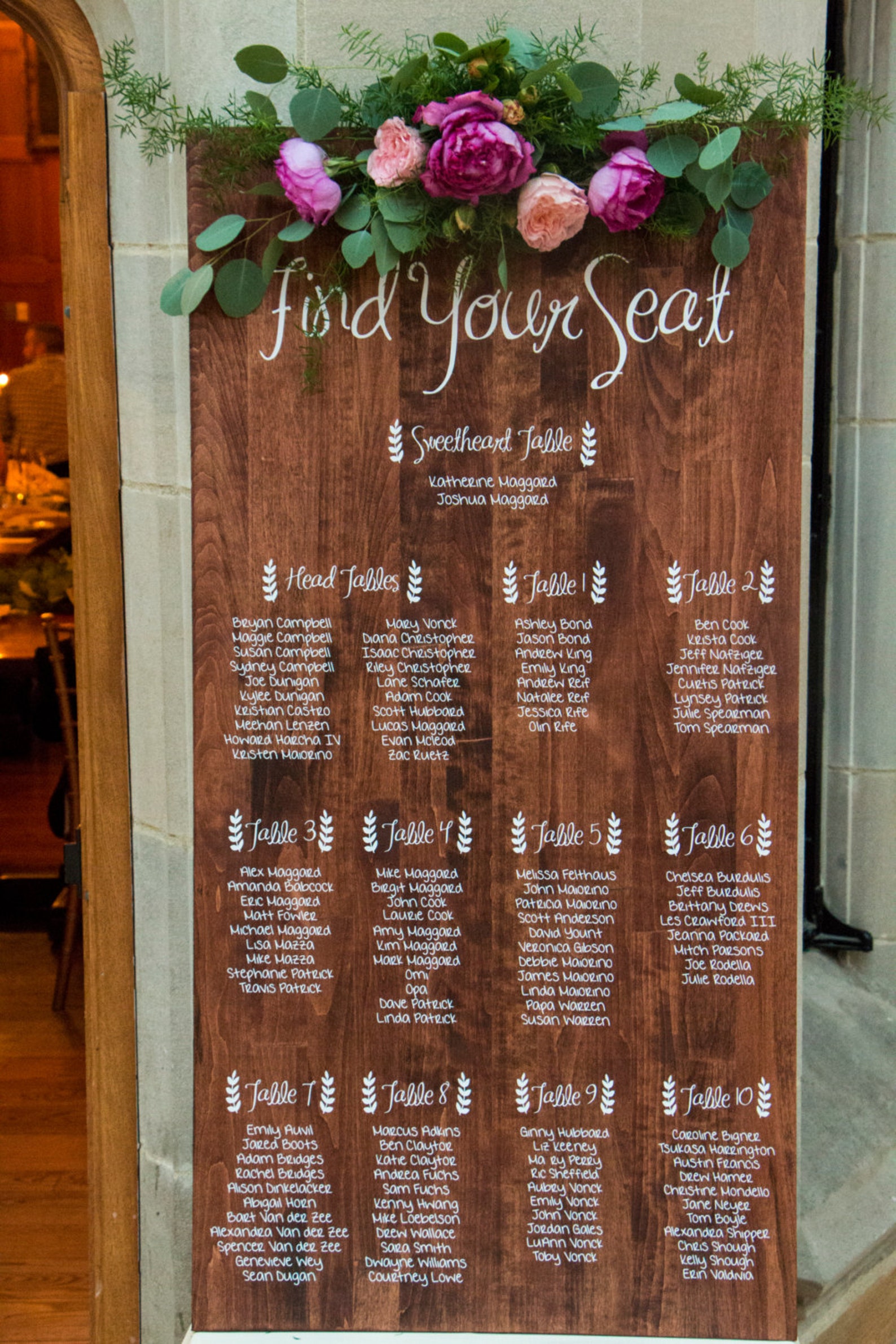 Solid Wood Wedding Seating Chart Sign Custom Stained Pine 24 X Etsy