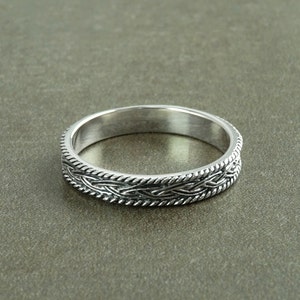 Celtic Band Ring, Sterling Silver 925, Celtic Ring, Entwined Braided Ring, Hipster Ring, wedding band, Original wedding Ring, Engraved Band image 3