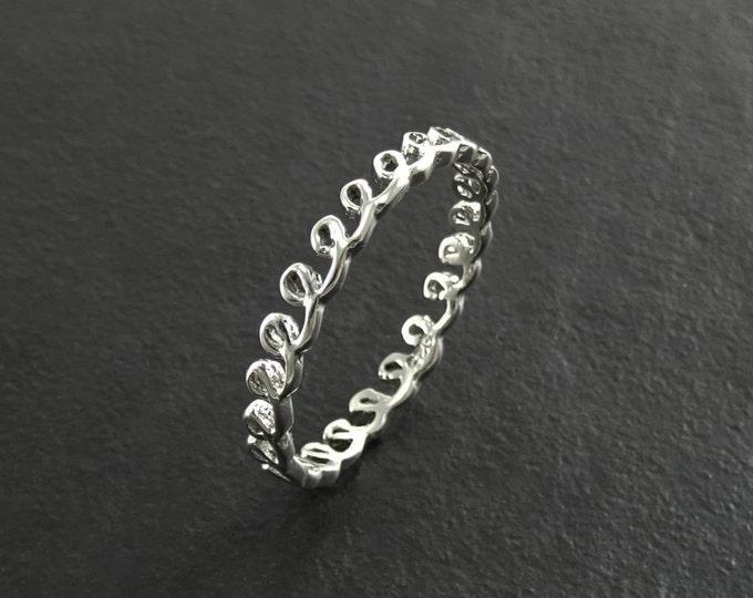 Loops Band, Infinity Knot Ring, Sterling Silver Ring, Braided Ring, Spirals Looping Jewelry, waves Band Ring, Stackable Ring