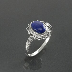 Lapis Ring, Sterling Silver, Boho Ring, Genuine Blue Lapis Ring, Dainty ...