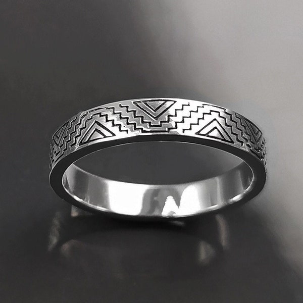 Triquetra-Ring, großer Sterlingsilber-Bandring, Norwegischer Wikinger-Bandring, Keltischer Nordischer Stamm Heilige Dreifaltigkeit