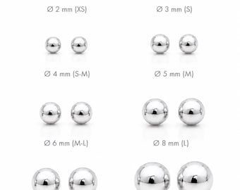 Classic Ball Stud • Sterling Silver 925 • Sphere Posts Stud Earrings • 8 Sizes 2mm 3mm 4mm 5mm 6mm 8mm 10mm 12mm • Modern Woman Jewelry Gift