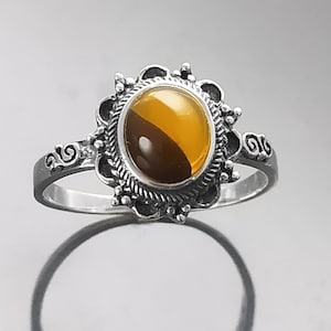 Antique Amber Ring, Sterling Silver, Genuine Amber Ring, Dainty Stone Ring, Midi Oval Ring, Boho Jewelry, Vintage Hipster Ring image 4