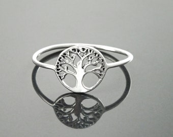 Tree Of Life Ring, Engraved Tree Ring in Sterling Silver, Bridesmaid Gift, Lace Ring, Stackable Ring, Midi Ring, Filigree Ring, Popular Ring