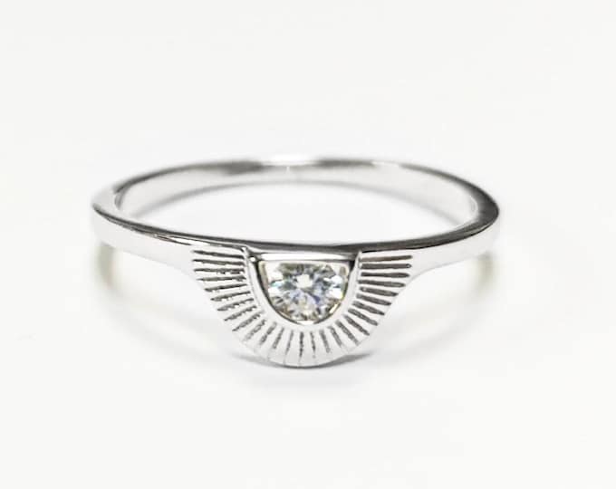 Sunburst Diamond Ring by KRAMIKE • Sterling Silver • Radiant Sun Design • Minimalist Everyday Jewelry • Anniversary Gift for Her • KR235