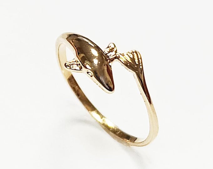 Dolphin Gold Ring • 18K Gold Plated •  Ocean Marine Wildlife Fish Theme Band Ring • Sea Beach Lover Jewelry • Women Unique Nautical Gift